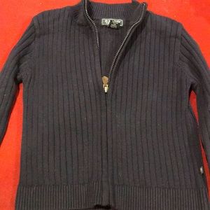 Boys Navy Full Zip Sweater